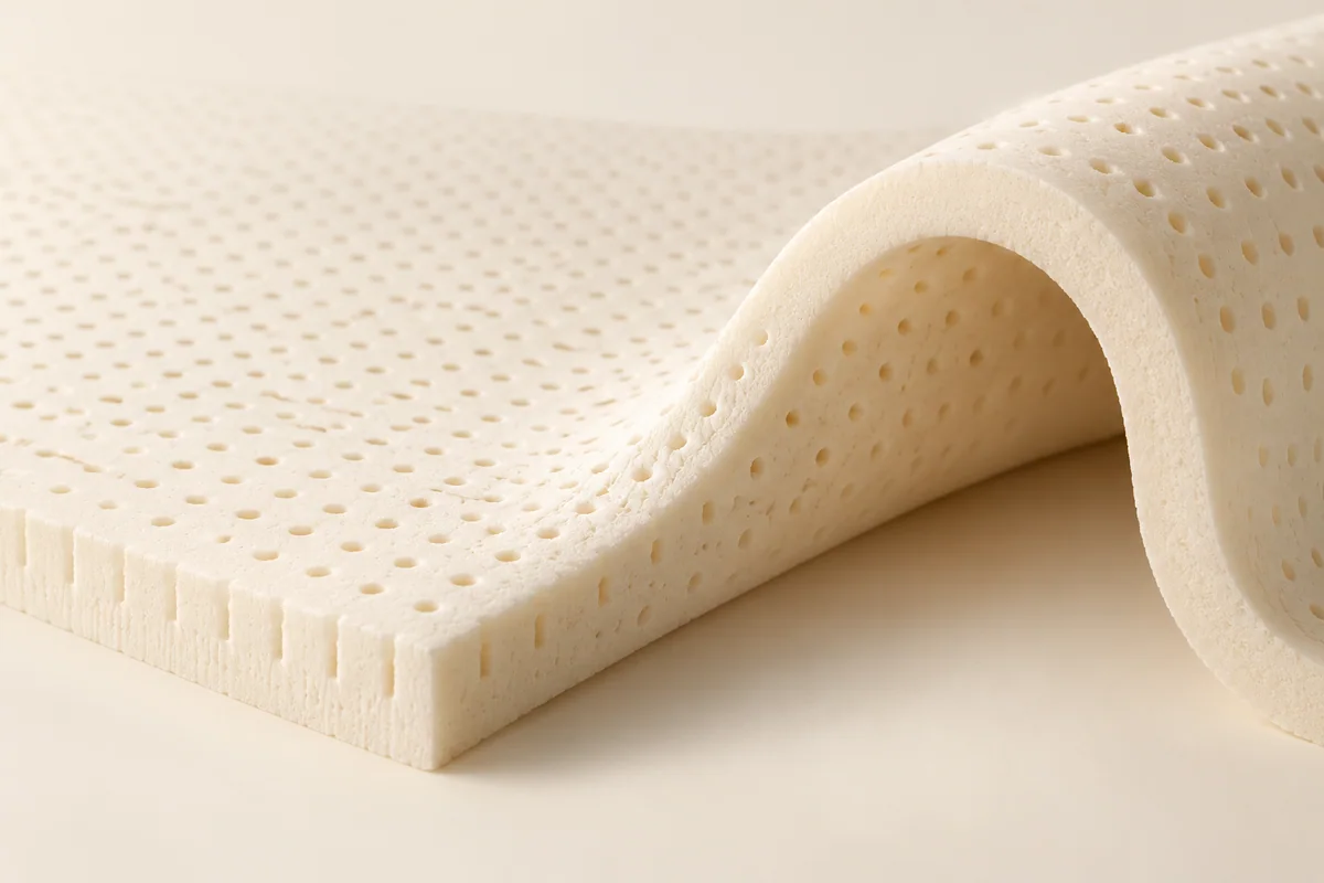 Perforated natural latex layer in a clean studio setting