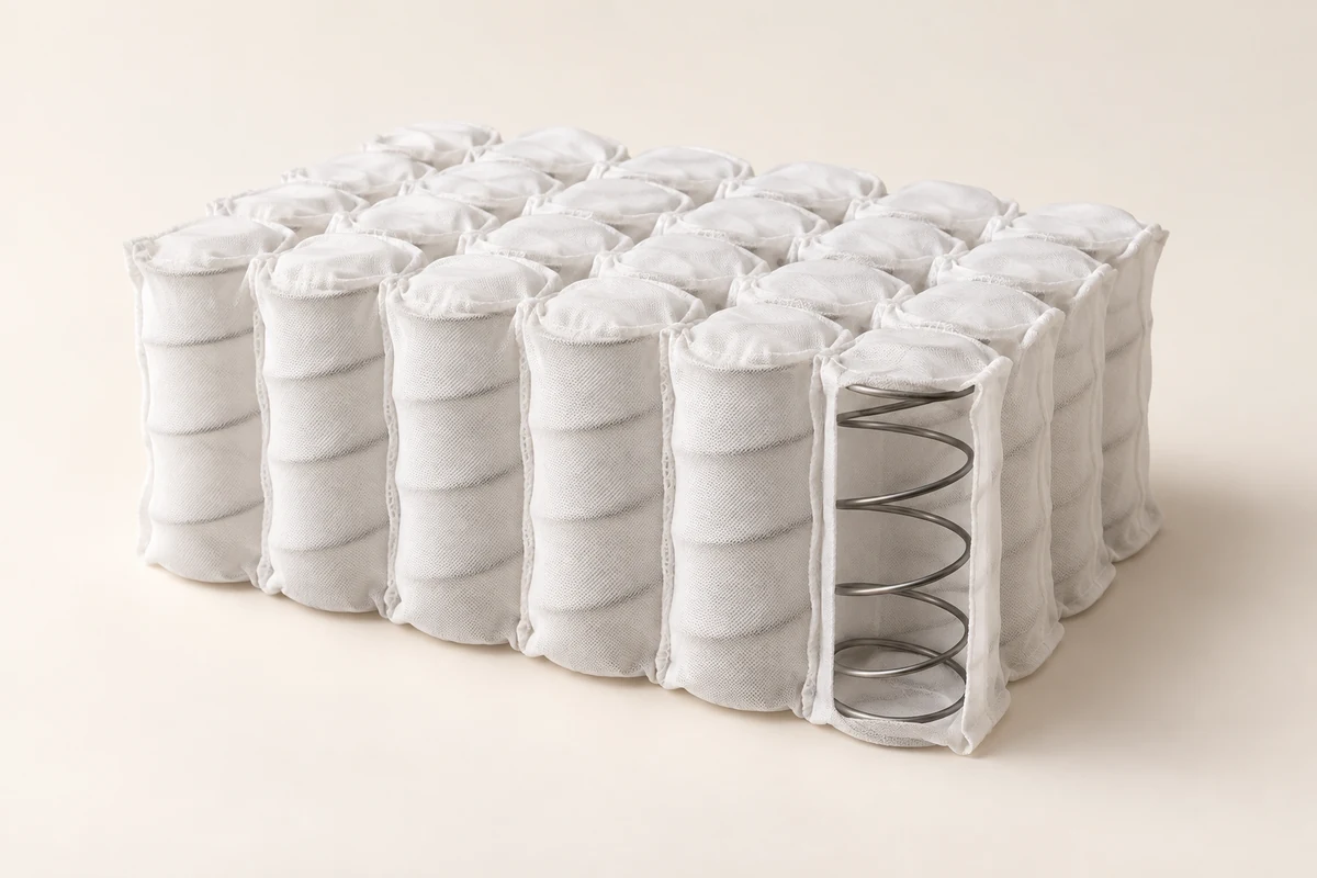 Pocket springs material illustration in a clean studio setting