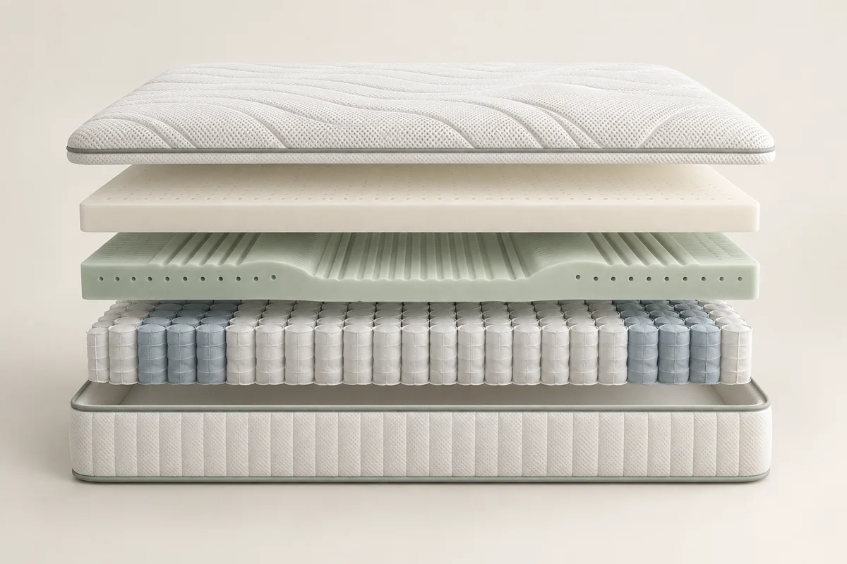 Exploded view of a fully removable mattress construction